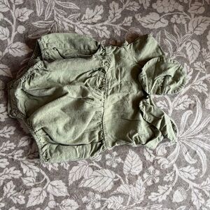 Olive Green Baby Romper with Peter Pan collar